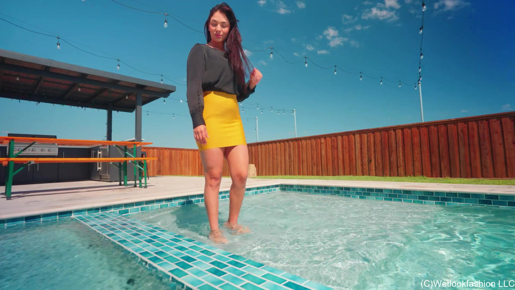 Alexandra Gets Soaked in an Elegant Skirt Outfit