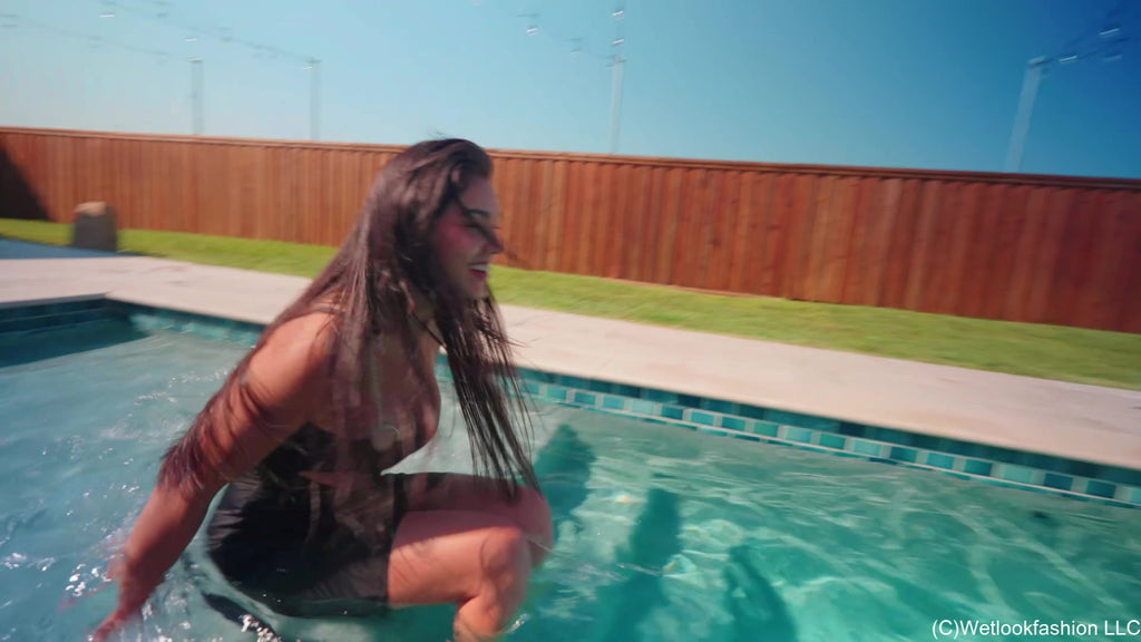 Alexandra Takes a Pool Dip in a Minidress