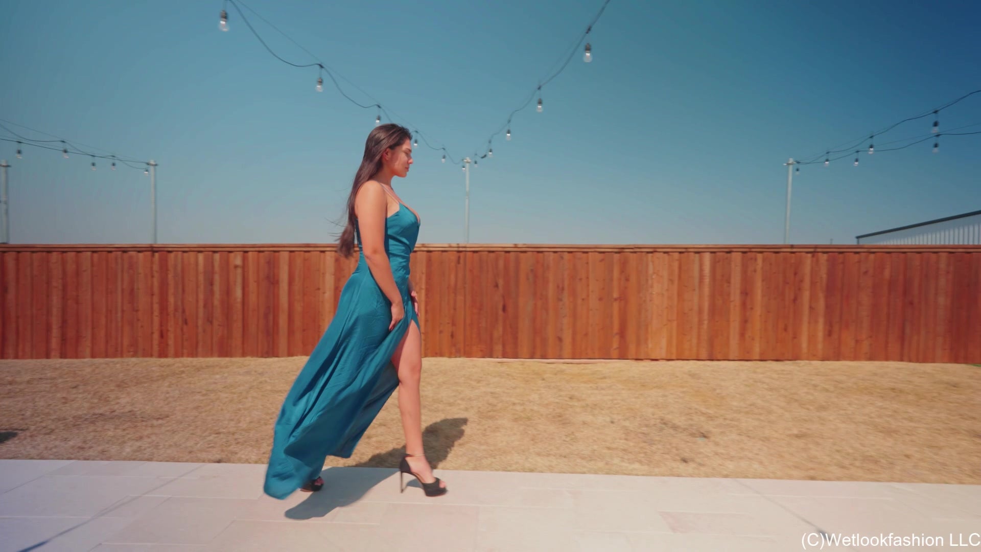 Alexandra Swims in Her Blue Bridesmaid Dress