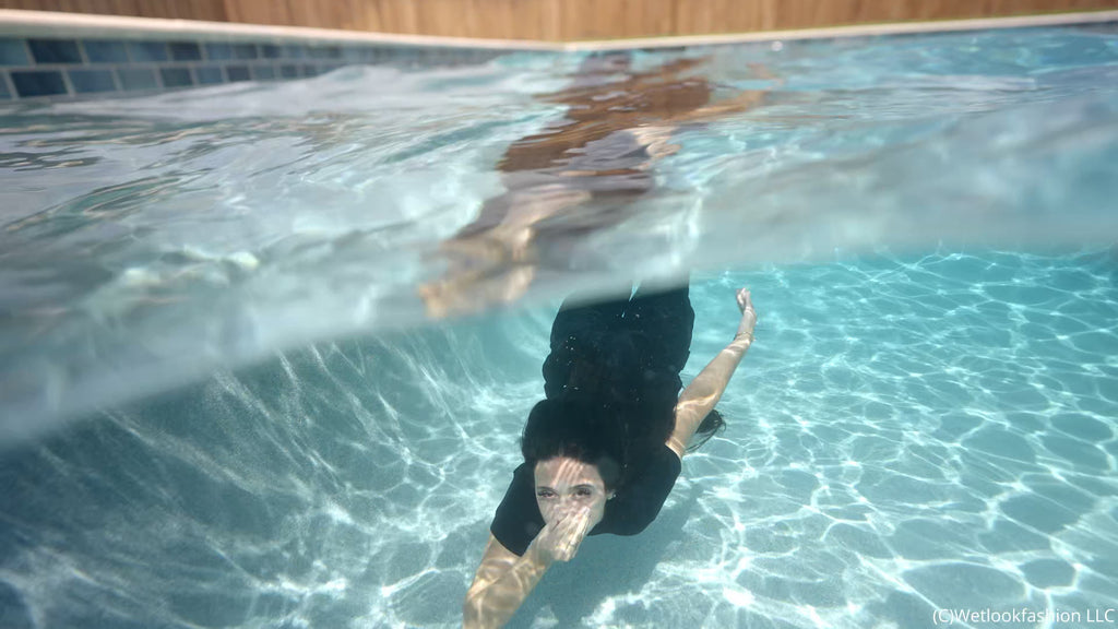 Alexis takes her First Fully Clothed Swim in Cargo's and a Hoodie