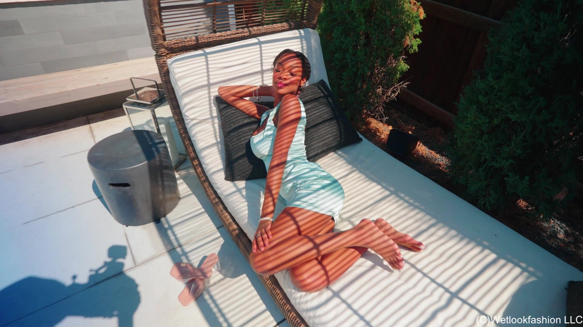 Amy Swims in a Mini Dress and Heels