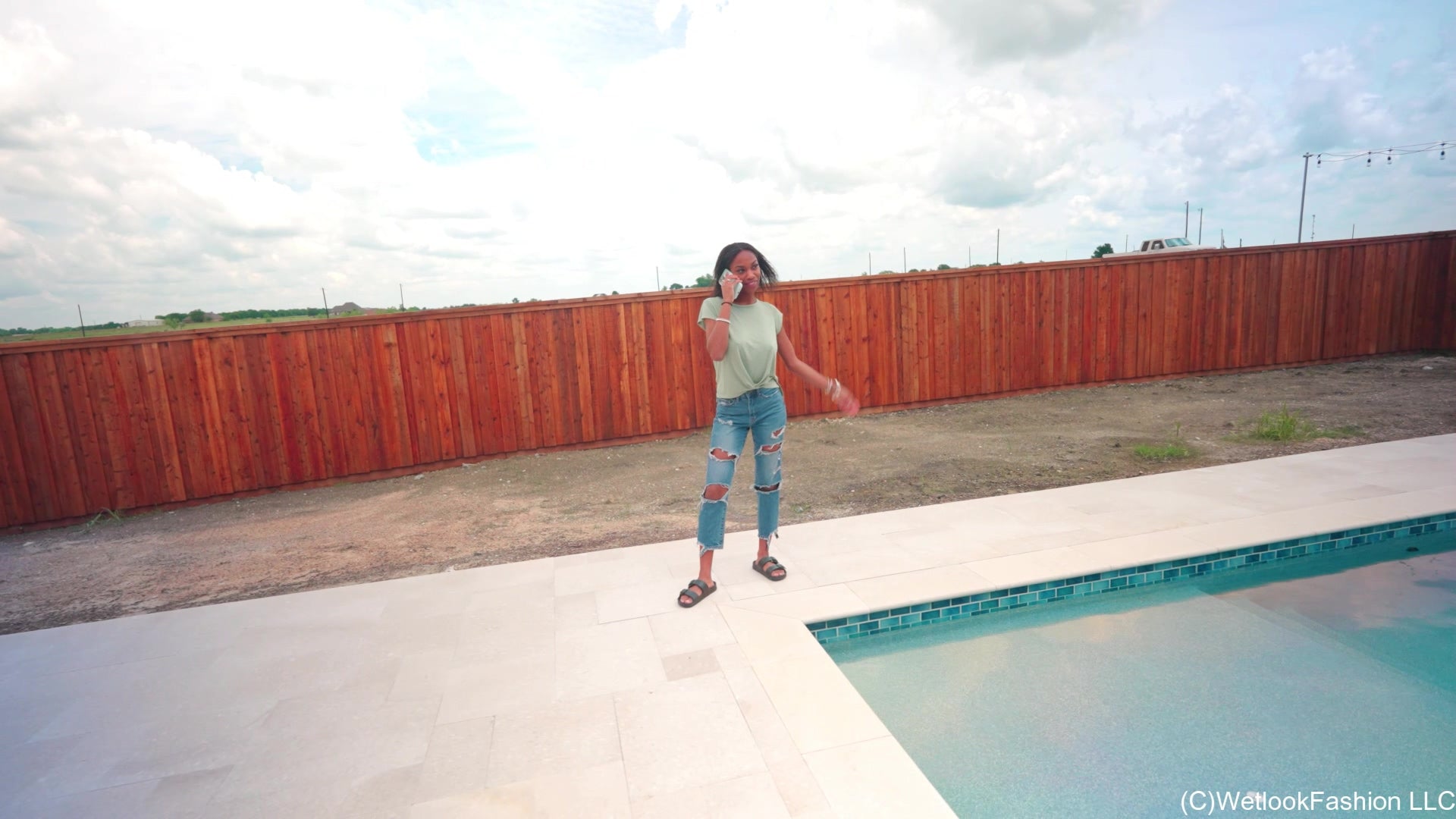 Amy Is Hiding in the Pool All Dressed Up
