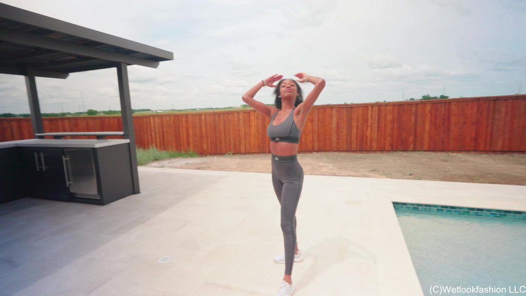 Amy Swims in an Alo Workout Set