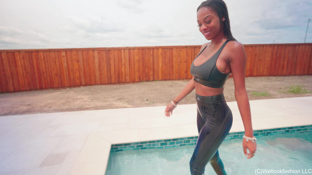 Amy Swims in an Alo Workout Set