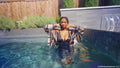 Amy-Pool Fun Wearing a Jeans Outfit with Flannel