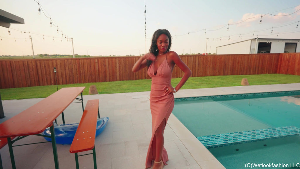 Amy Takes a Golden Hour Dip in a Evening Gown