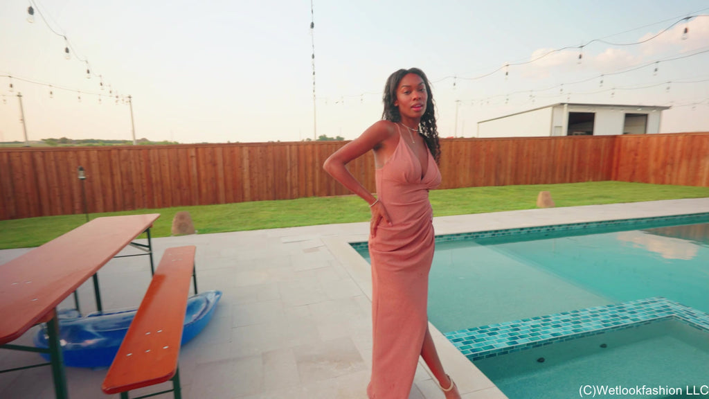 Amy Takes a Golden Hour Dip in a Evening Gown