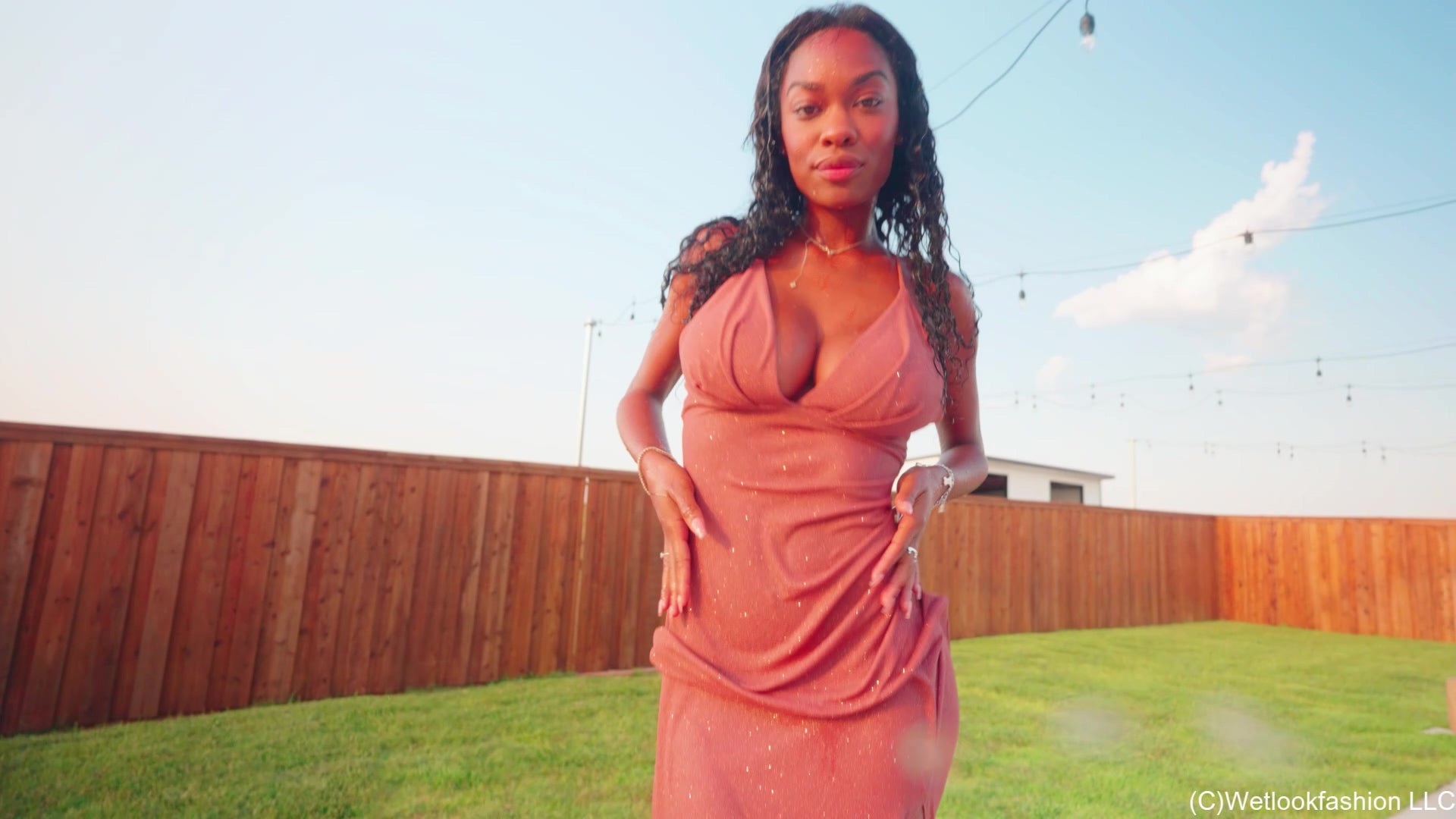 Amy Takes a Golden Hour Dip in a Evening Gown