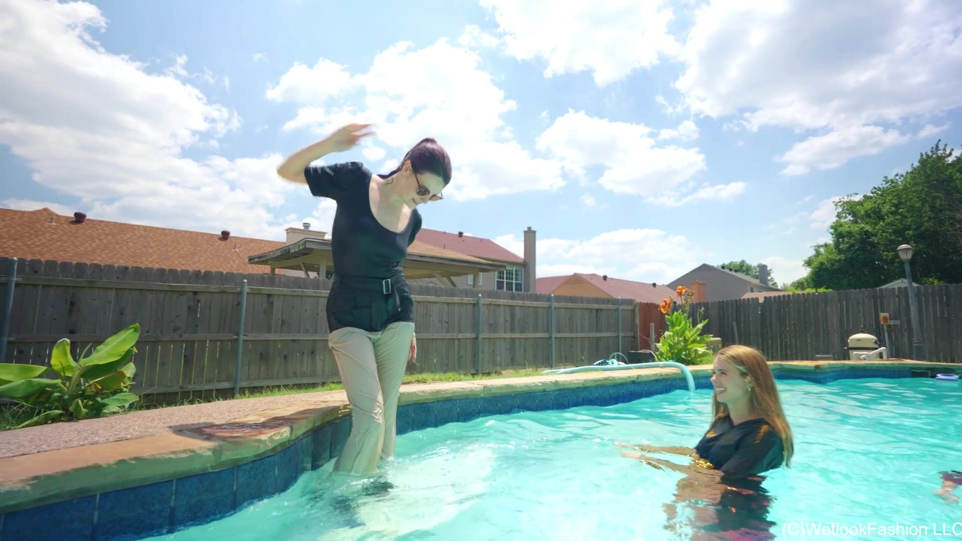 Angel, Petra, Hannah and Joy Have a Wet Business Meeting