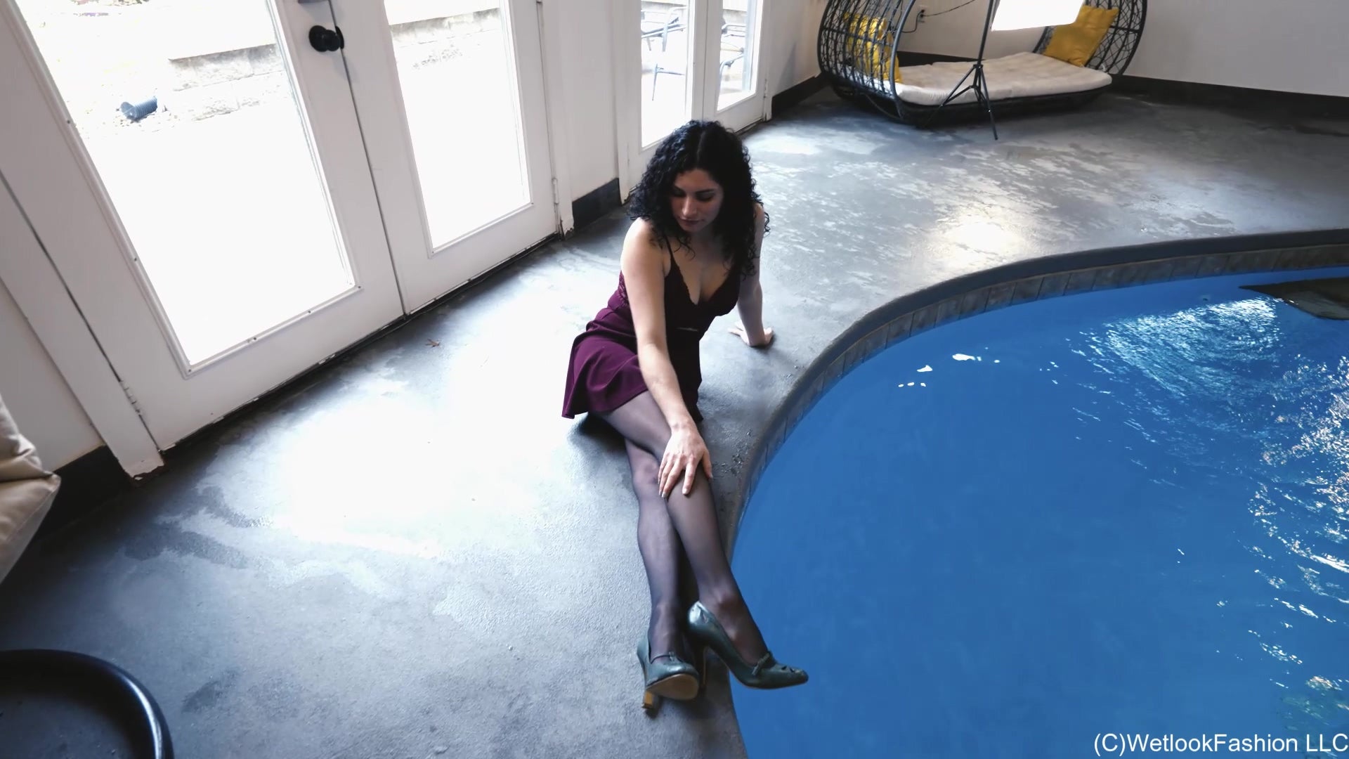 Bella Goes for a Swim in a Mini Dress and Tights