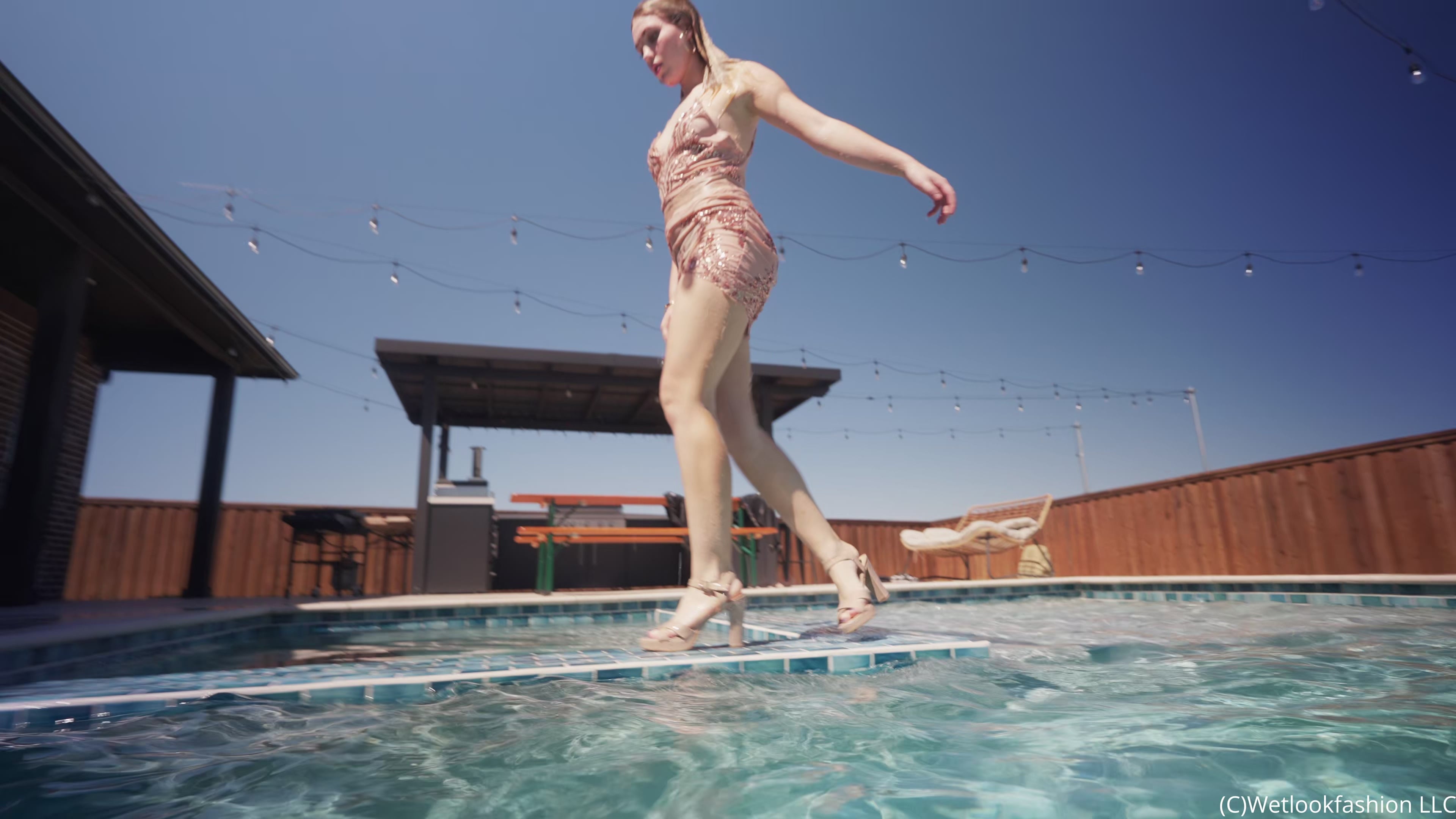 Bella Rose Gets Wet in Skin Colored Sparkle Dress