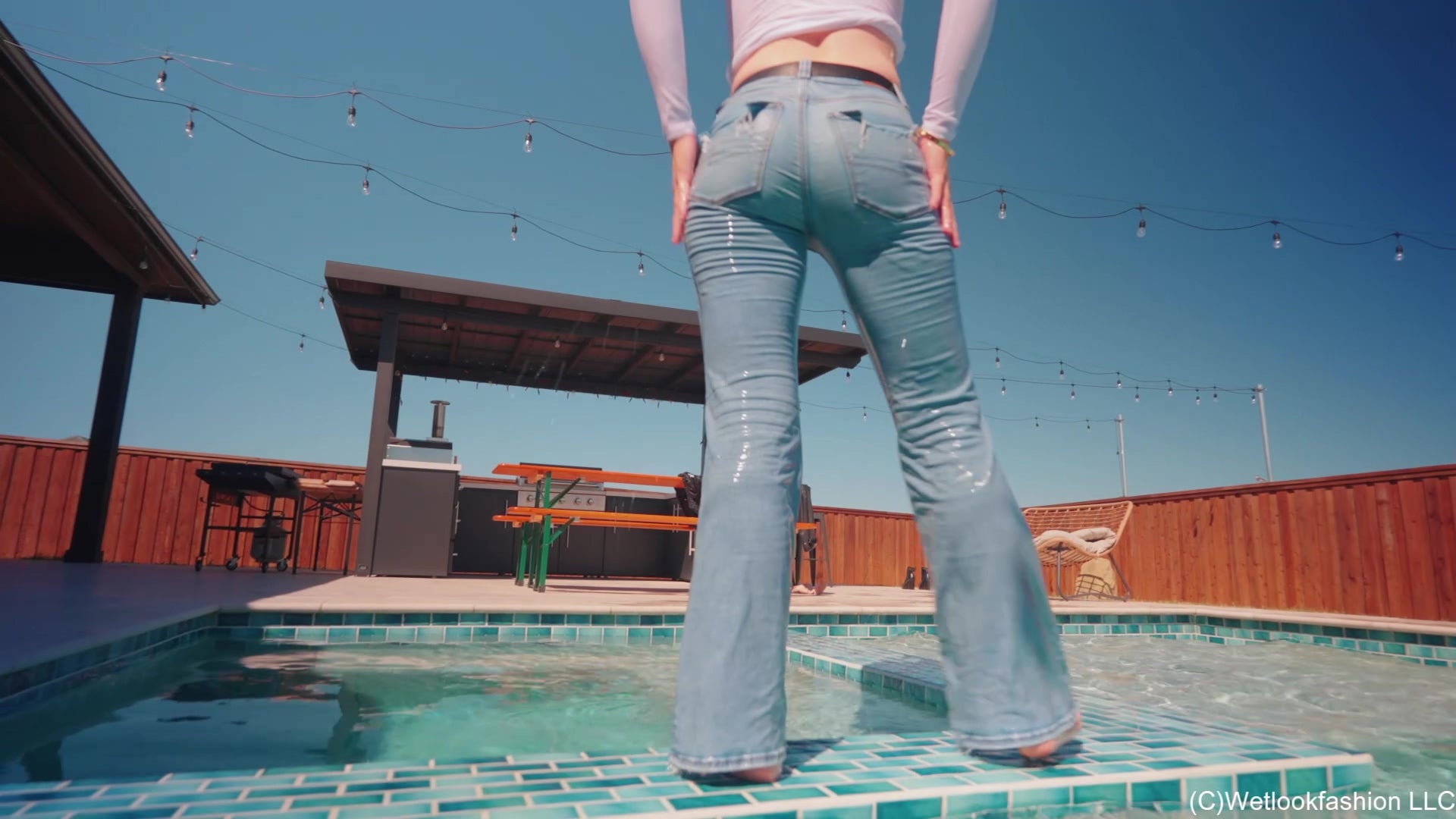 Bella Rose Takes Her First Fully Clothed Swim in Jeans
