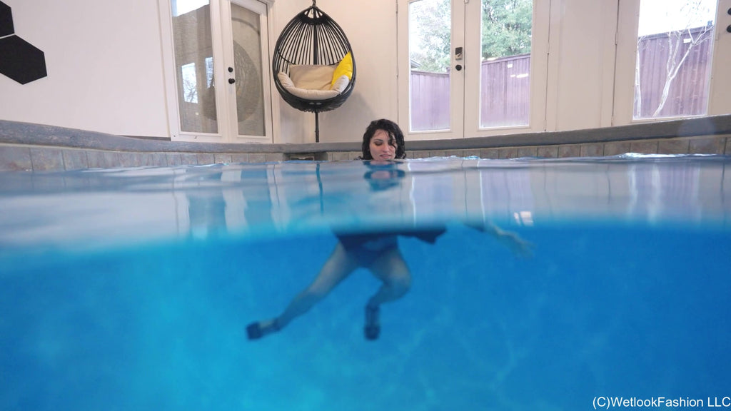 Bella Swimming in a Dress, Fishnet Tights and Heels