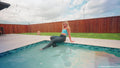 Brinley Goes for a Swim in Leather Pants, Heels and Top
