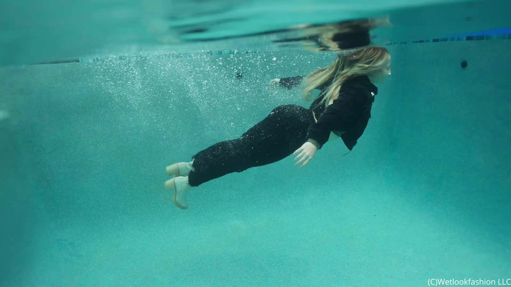 Brinley Gets Wet in All Black Denim