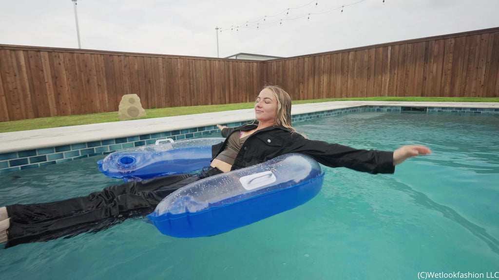 Brinley Gets Wet in All Black Denim