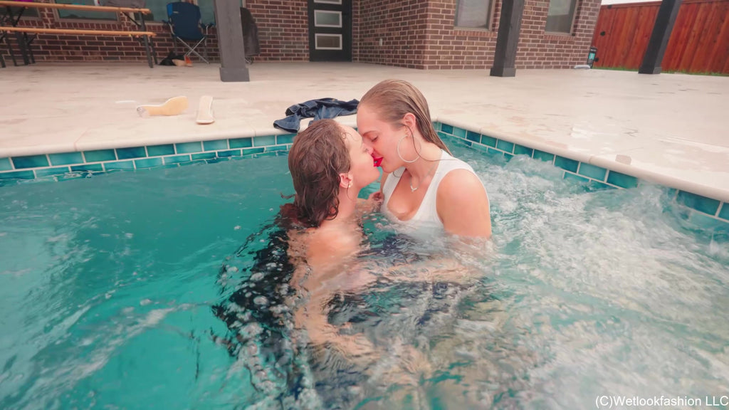 Camille and Tiffany Have a Clothed Pool Date