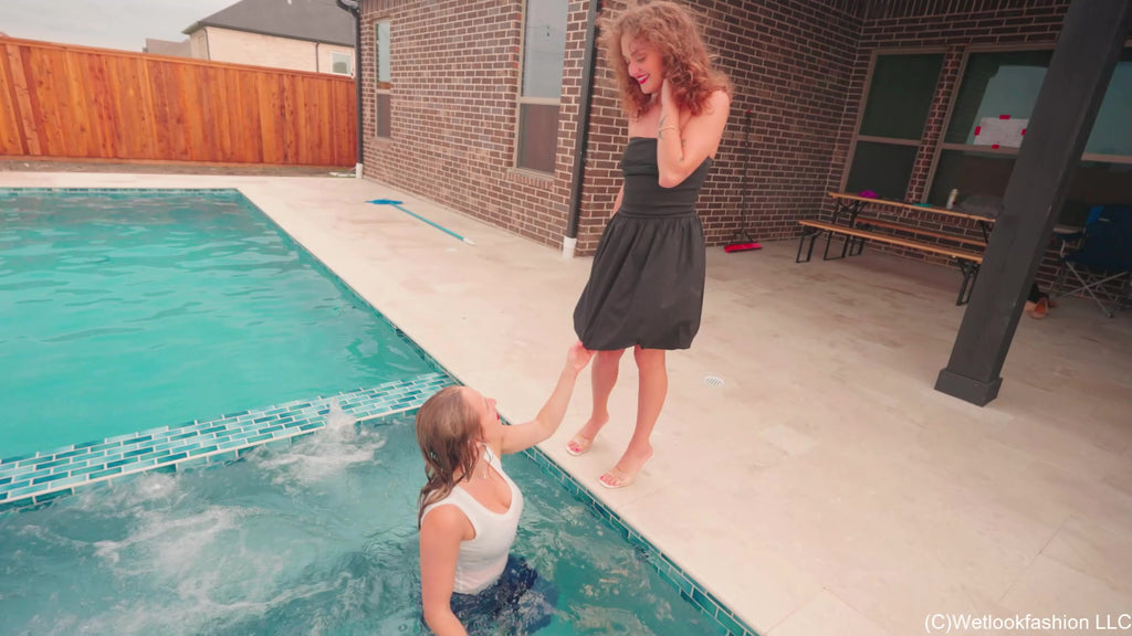 Camille and Tiffany Have a Clothed Pool Date