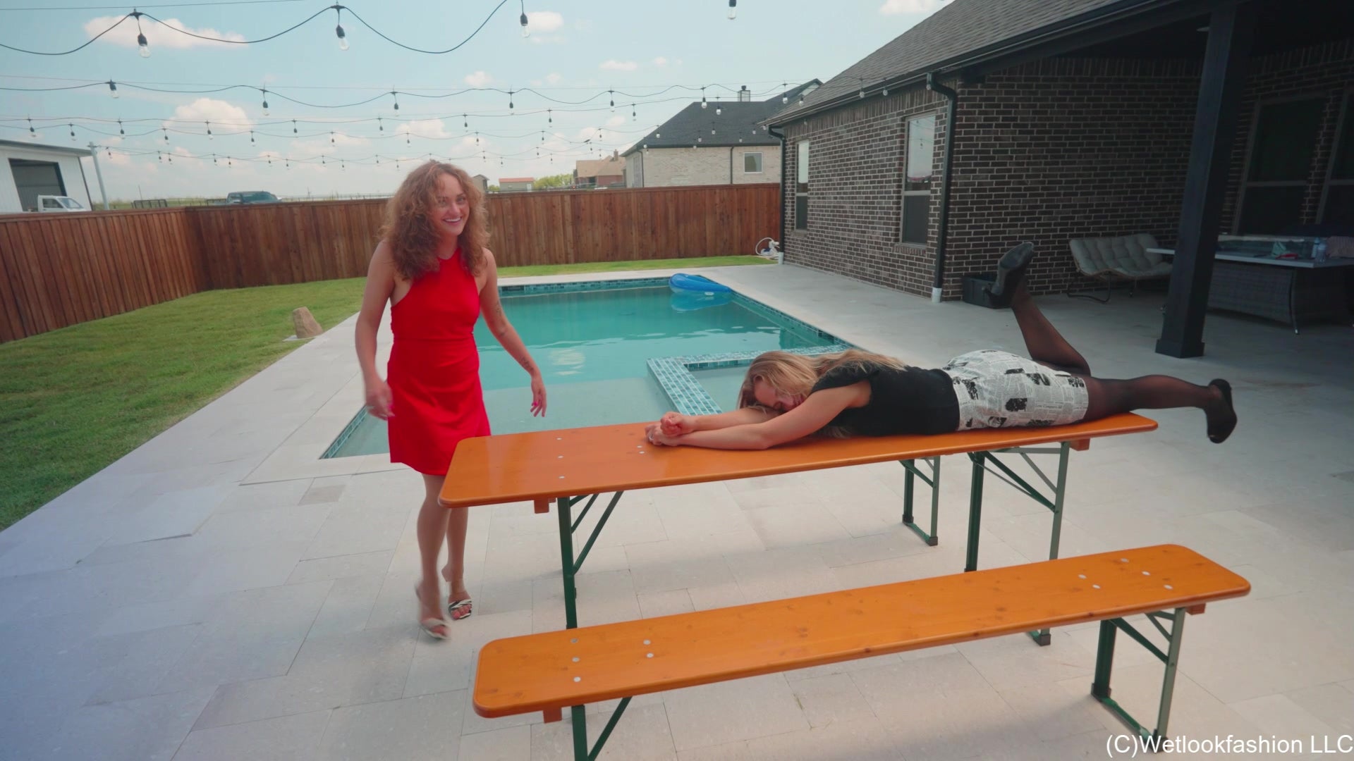 Camille and Tiffany Have Some Fun in the Pool