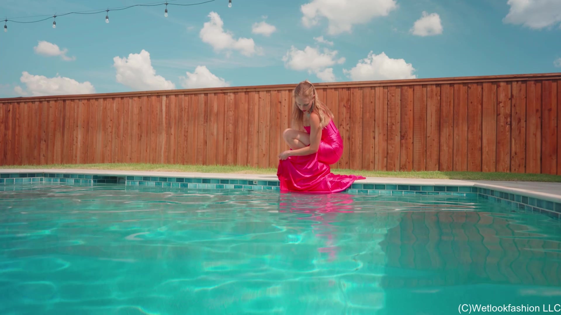 Camille Soaks Her Sexy Pink Gown