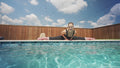 Camille Split Dives in the Pool Wearing a Hot Jumpsuit