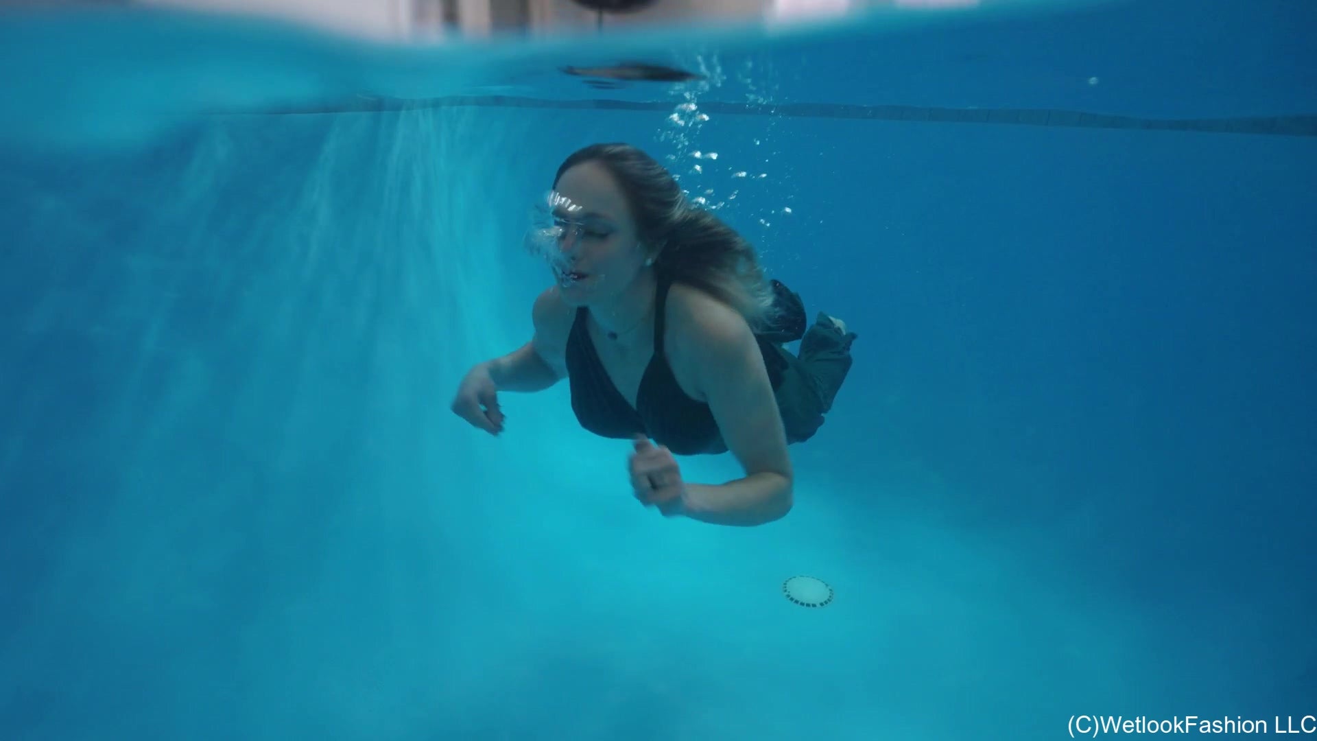 Camille Swimming in a Bridesmaid Dress