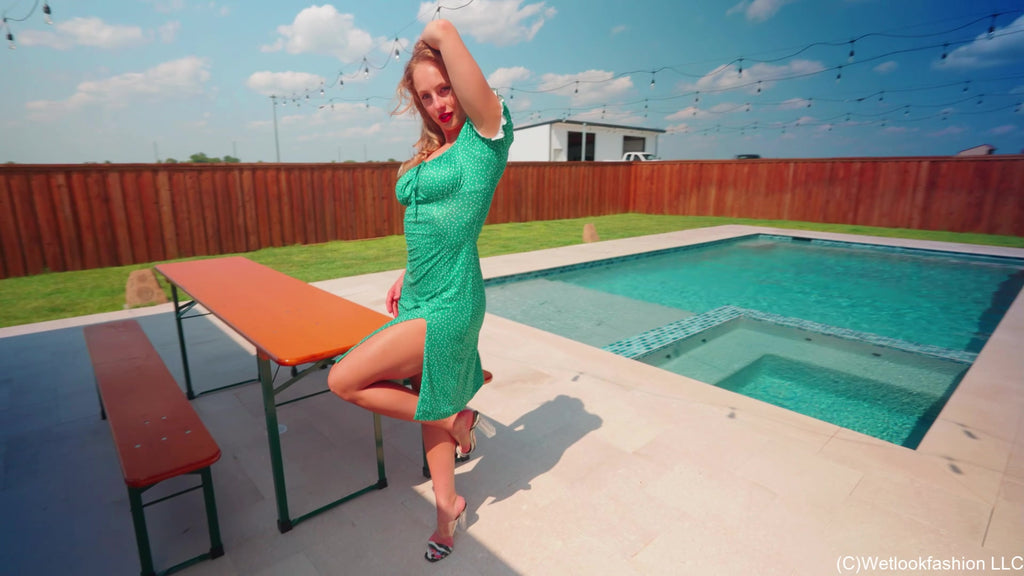 Camille Takes a Dip in a Summer Dress