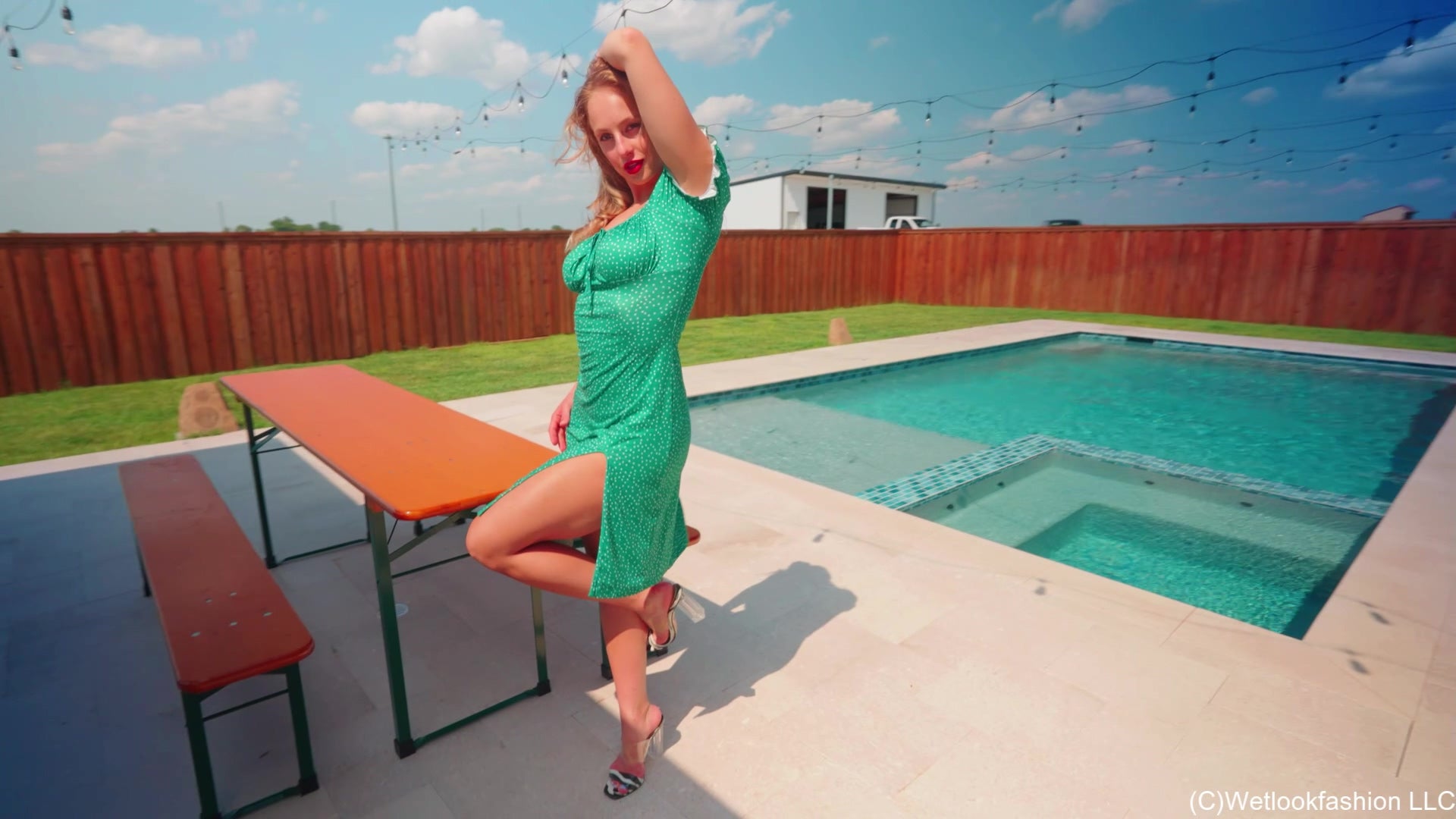 Camille Takes a Dip in a Summer Dress