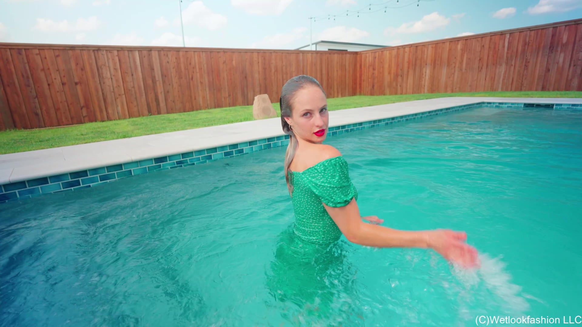 Camille Takes a Dip in a Summer Dress