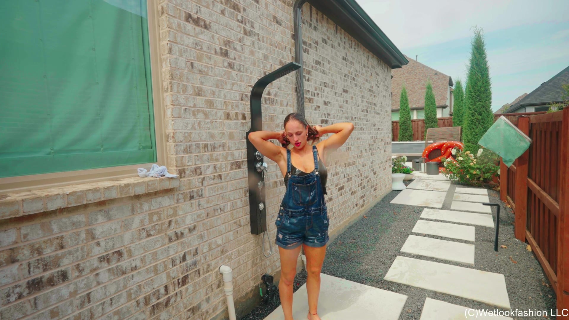 Camille Takes a Dip in Denim Dungarees
