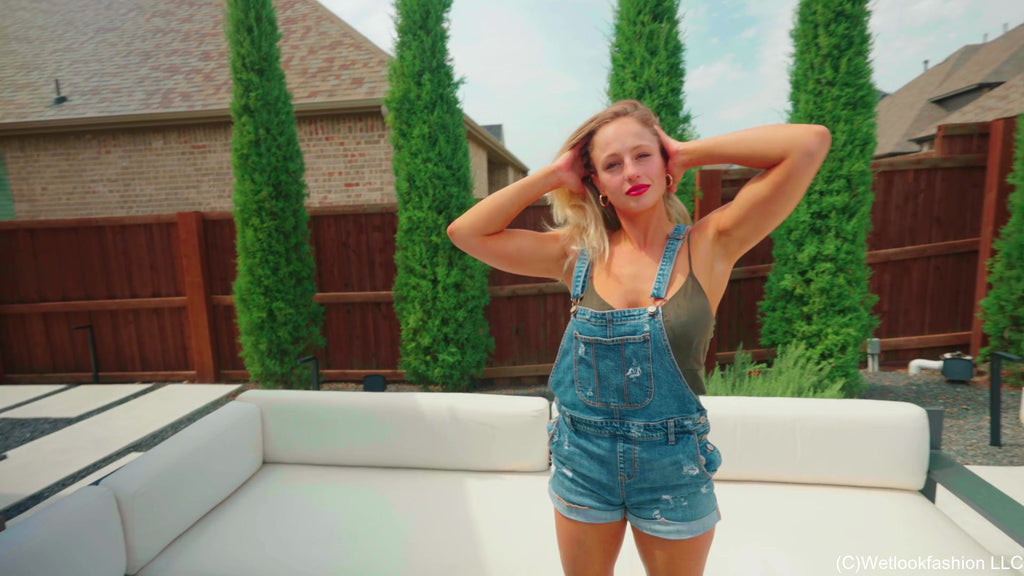 Camille Takes a Dip in Denim Dungarees