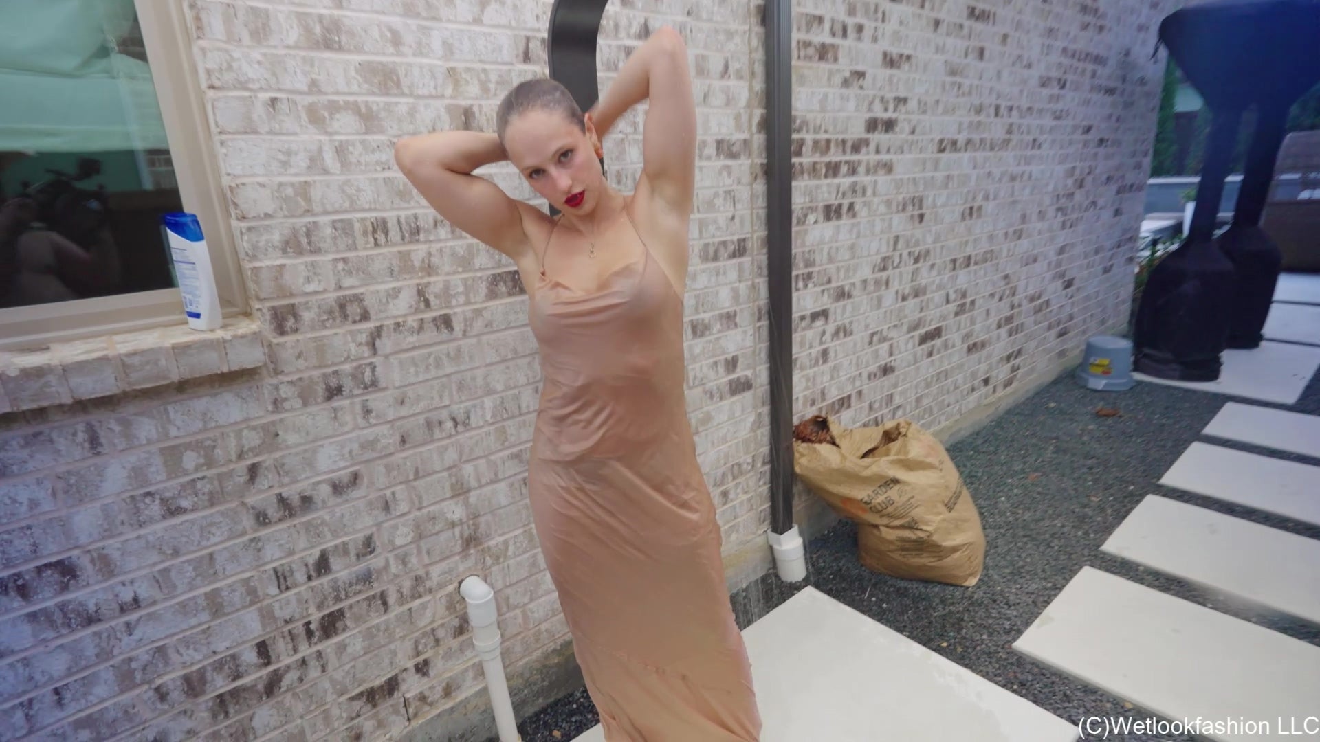 Camille Swims in a Satin Evening Gown