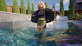 Casey Swims in a Leather Skirt, Top and Boots