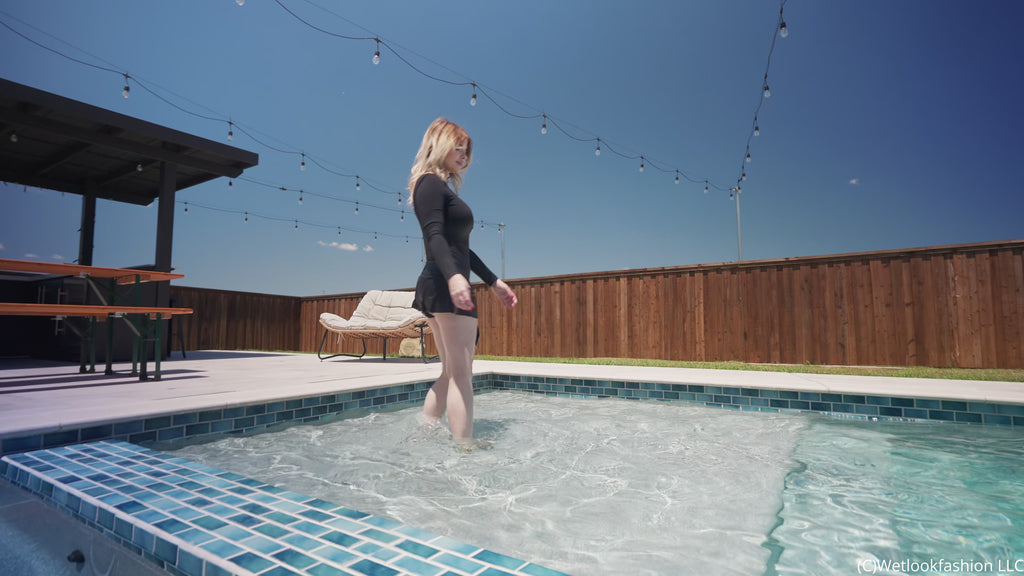 Casey Gets Wet in a Little Black Dress