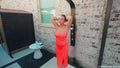 Casey Gets Wet in A Bright Silk Dress