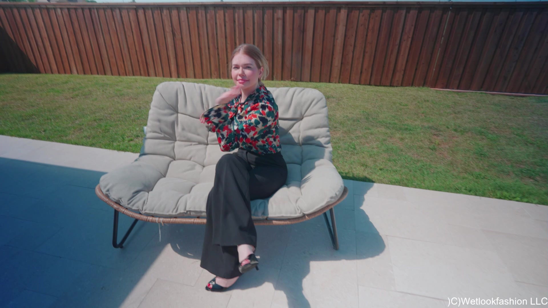 Casey Takes a Pool Dip in a Business Outfit