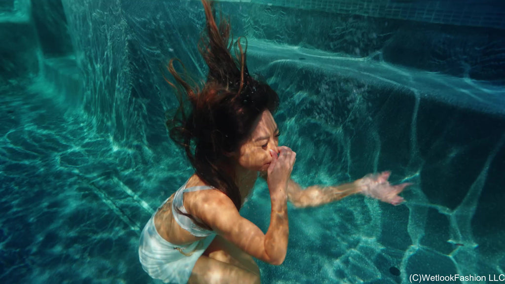 Christy Goes for a Swim in a White Skirt Outfit