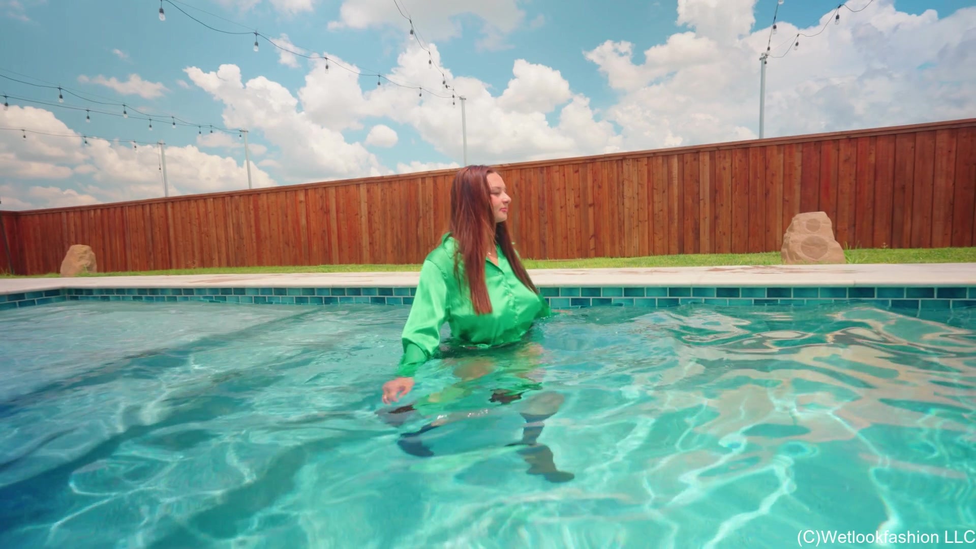 Danielle Gets Swims in a Clingy Satin Outfit with Boots