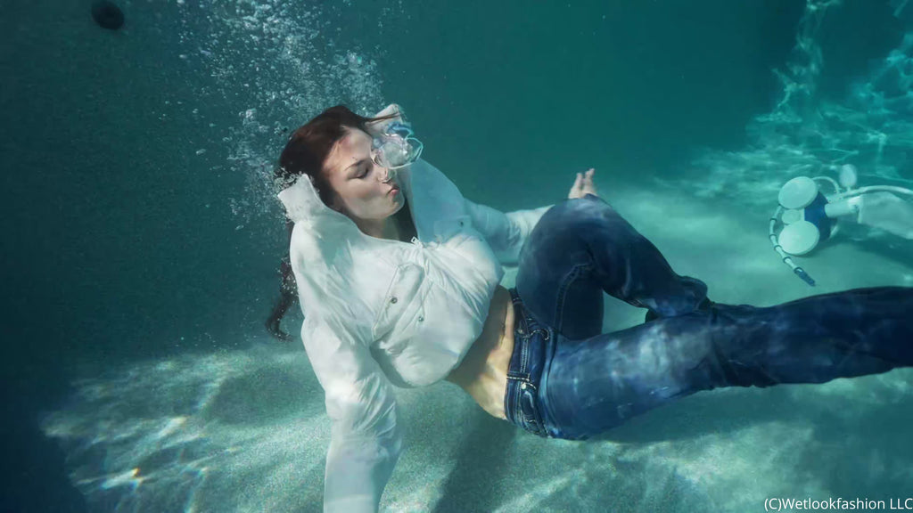 Danielle Goes for a Swim after Work Wearing Jeans