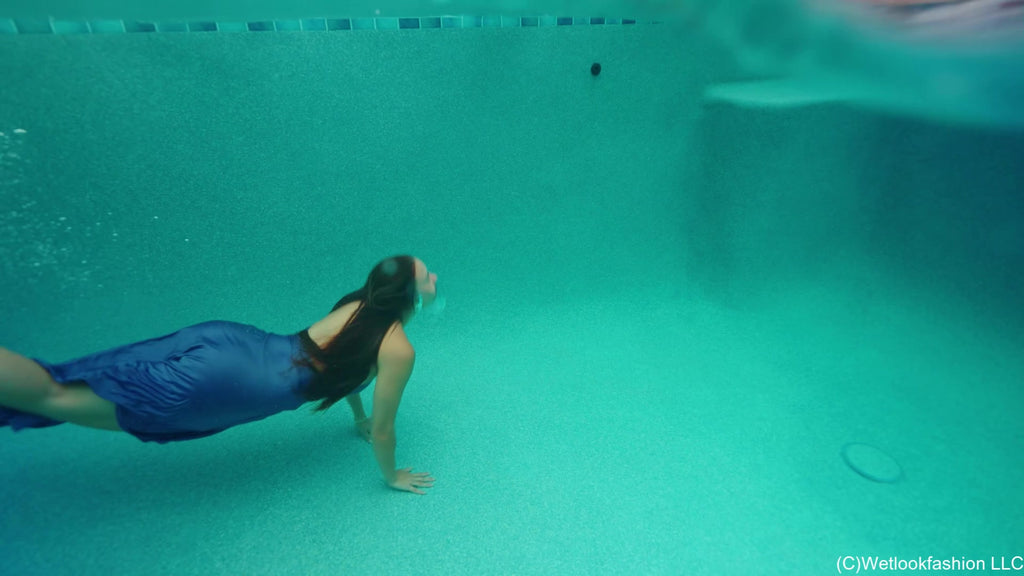 Danielle's Pool Dip in a  Satin Dress
