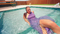 Danielle's Pool Dip in a  Satin Dress