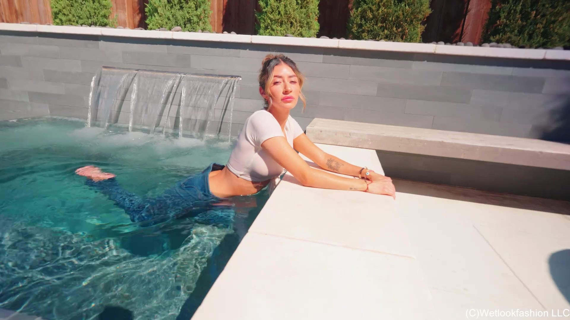 Diana Swims and Gets Soaped in Jeans and Crop Top