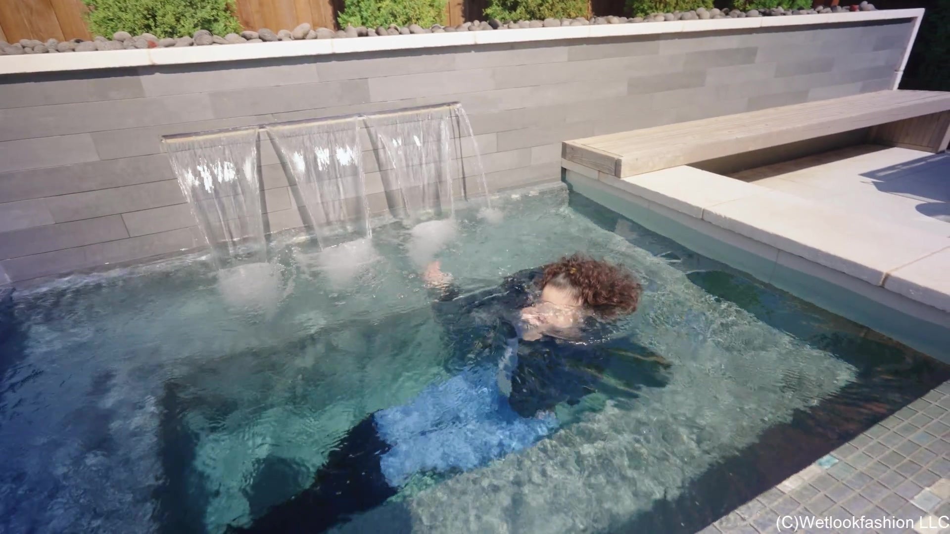 Elena Swims in Jeans and Leather