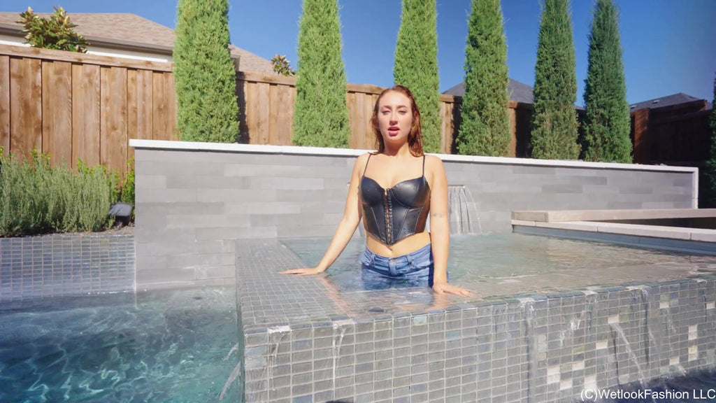 Emma Swims in Jeans and a Leather Top