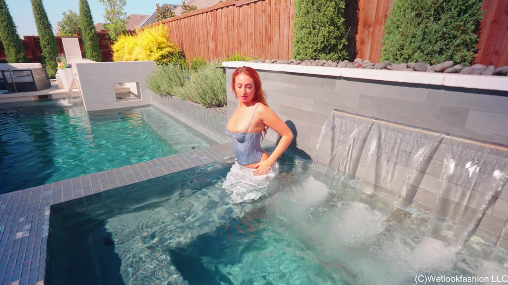Emma Swims in White Baggy Pants and a Lace Top