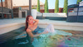 Emma Swims in White Baggy Pants and a Lace Top