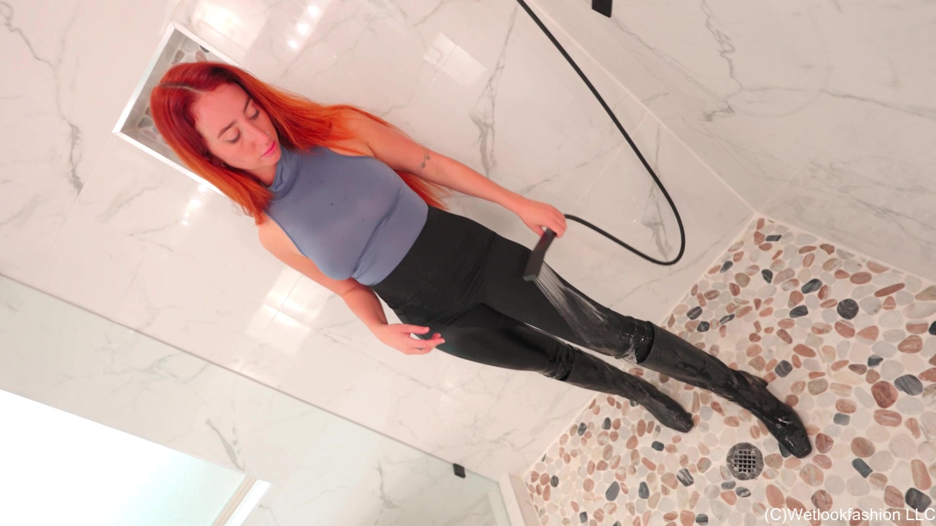 Emma Takes a Shower and a Bath Wearing a Casual Outfit