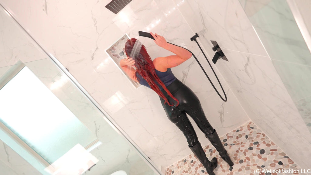 Emma Takes a Shower and a Bath Wearing a Casual Outfit