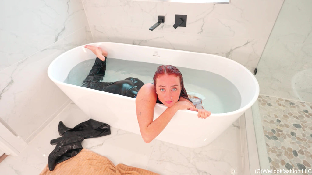 Emma Takes a Shower and a Bath Wearing a Casual Outfit