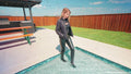 Harley Girl Kate wird nass in Leggings, Stiefeln und Jacke